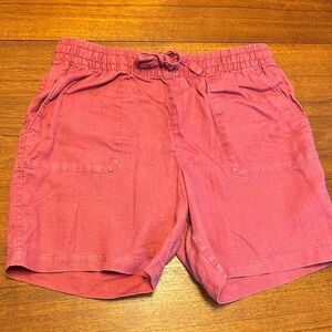 Garnett Hill Red Linen Shorts